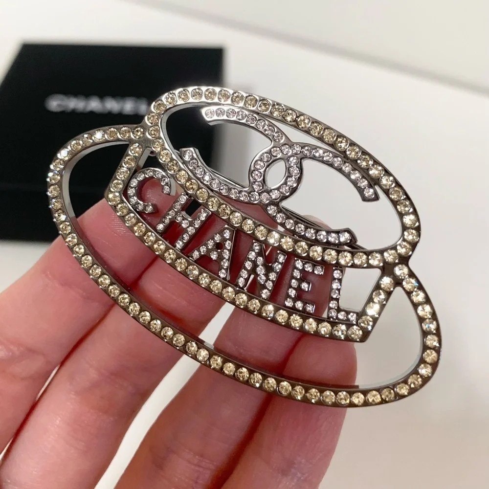 Chanel crystal hat brooch pin